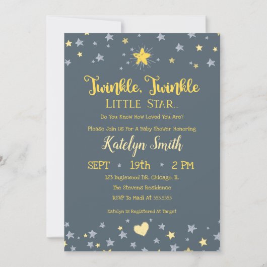Little Star Gender Neutral Baby shower Invitation Kaart (Voorkant)