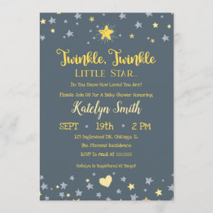 Little Star Gender Neutral Baby shower Invitation Kaart