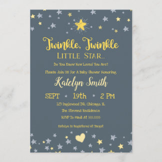 Little Star Gender Neutral Baby shower Invitation Kaart
