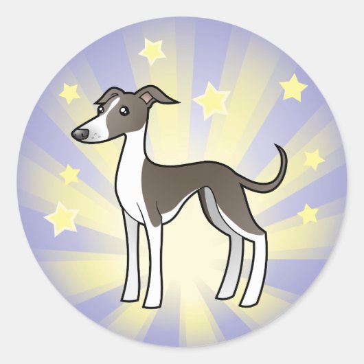 Little Star Greyhound/Whippet/Italy Greyhound Ronde Sticker (Voorkant)