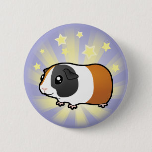 Little Star Guinee Pig (glad haar) Ronde Button 5,7 Cm