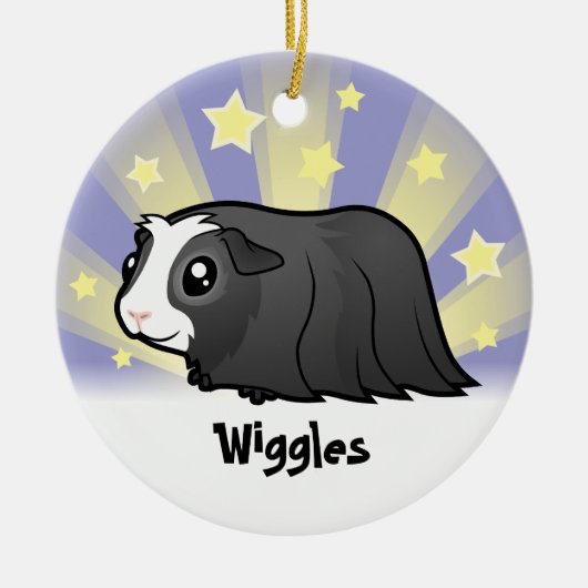 Little Star Guinee Pig (lang haar) Keramisch Ornament (Voorkant)