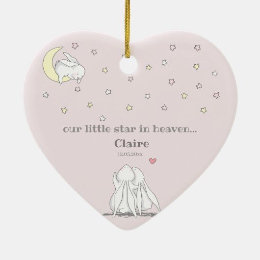 Little Star in Heaven Schattige Verlies van Kind M Keramisch Ornament (Achterkant)