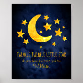 Little Star Name Moon & Star Waterverf Whimsical Poster (Voorkant)