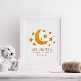 Little Star Name Moon & Star Waterverf Whimsical Poster