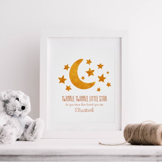 Little Star Name Moon & Star Waterverf Whimsical Poster