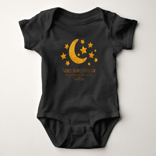 Little Star Name Moon & Star Waterverf Whimsical  Romper (Voorkant)