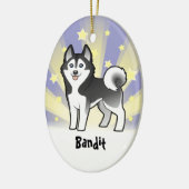 Little Star Siberian Husky/Alaskan Malamute Keramisch Ornament (Links)