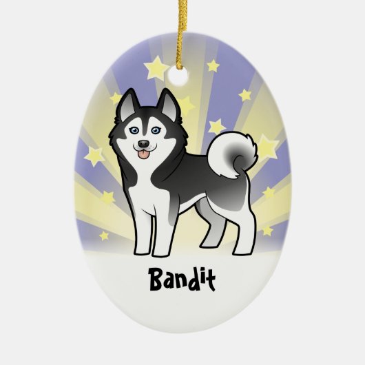 Little Star Siberian Husky/Alaskan Malamute Keramisch Ornament (Voorkant)