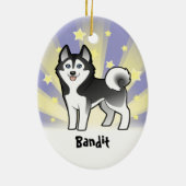 Little Star Siberian Husky/Alaskan Malamute Keramisch Ornament (Achterkant)