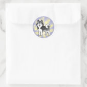 Little Star Siberian Husky/Alaskan Malamute Ronde Sticker (Tas)