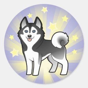 Little Star Siberian Husky/Alaskan Malamute Ronde Sticker