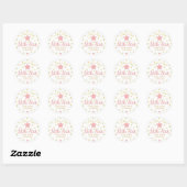 Little Star Verjaardag Meisje Roze Glitter Goud Ronde Sticker (Vel)