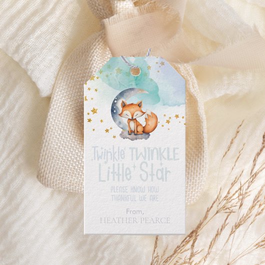 Little Star Woodland Fox Baby shower Cadeaulabel