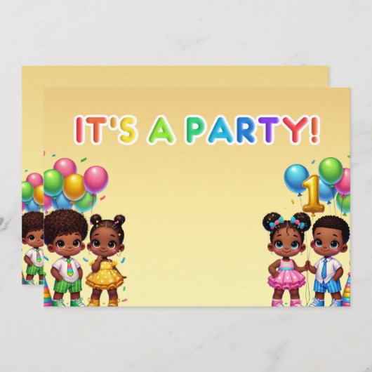 Little Stars Eerste Verjaardag Bash Kaart (Voorkant / Achterkant)