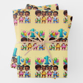 Little Stars First Birthday Bash Inpakpapier Vel (In situ)