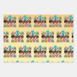 Little Stars First Birthday Bash Inpakpapier Vel