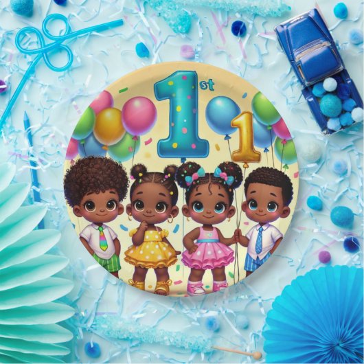 Little Stars First Birthday Bash Papieren Bordje (Feest)