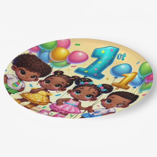 Little Stars First Birthday Bash Papieren Bordje (Gekanteld)