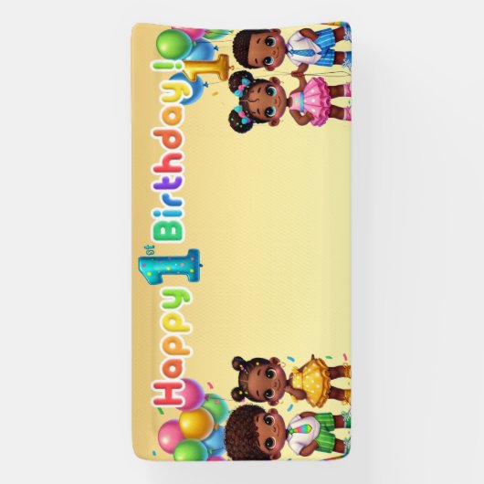Little Stars First Birthday Bash Spandoek (Verticaal)