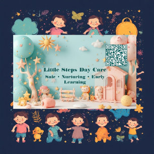 Little Steps Day Care Kleine Zakelijke QR-code Visitekaartje