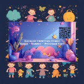 Little Steps Day Care QR Code Pastel Roze Paars Visitekaartje