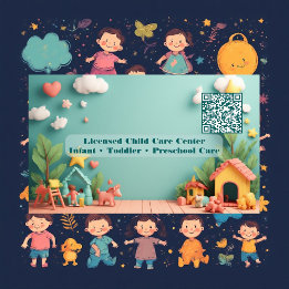 Little Steps Montessori Day Care QR Code Pastel Visitekaartje