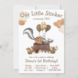 Little Stinker, Skunk, Woodland Birthday Party Kaart