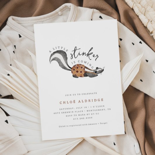 Little Stinker Woodland Animal Baby shower Kaart