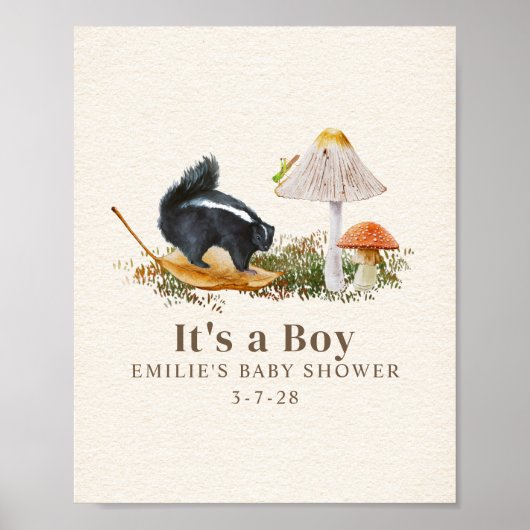 Little Stinker Woodland Skunk Boy Baby shower Poster (Voorkant)