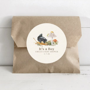 Little Stinker Woodland Skunk Boy Baby shower Ronde Sticker