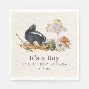 Little Stinker Woodland Skunk Boy Baby shower Servet