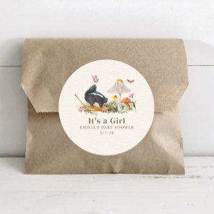 Little Stinker Woodland Skunk Girl Baby shower Ronde Sticker