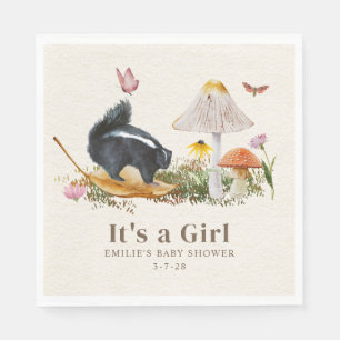 Little Stinker Woodland Skunk Girl Baby shower Servet