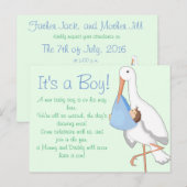 "Little Stork" Het is een jongen! Aankondigingskaart (Voorkant / Achterkant)