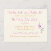 "Little Stork" Het is een meisje! Aankondigingskaart (Achterkant)