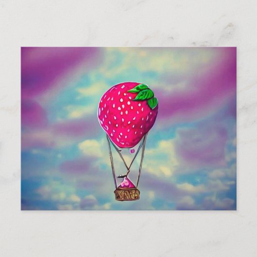 Little Strawberry Hot Air Ballon Briefkaart (Voorkant)