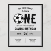 Little Striker Voetbal Budget 1e Verjaardag Uitnod (Voorkant)