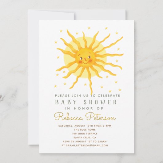 Little Sun Baby shower Invitation Kaart (Voorkant)