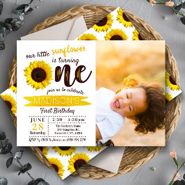 Little Sunflower 1st Birthday Foto Kaart