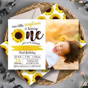 Little Sunflower 1st Birthday Foto Kaart