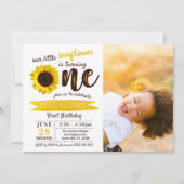 Little Sunflower 1st Birthday Foto Kaart (Voorkant)