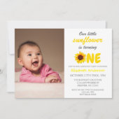 Little Sunflower 1st Birthday Invitation Kaart (Voorkant)