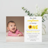 Little Sunflower 1st Birthday Invitation Kaart (Staand voorkant)