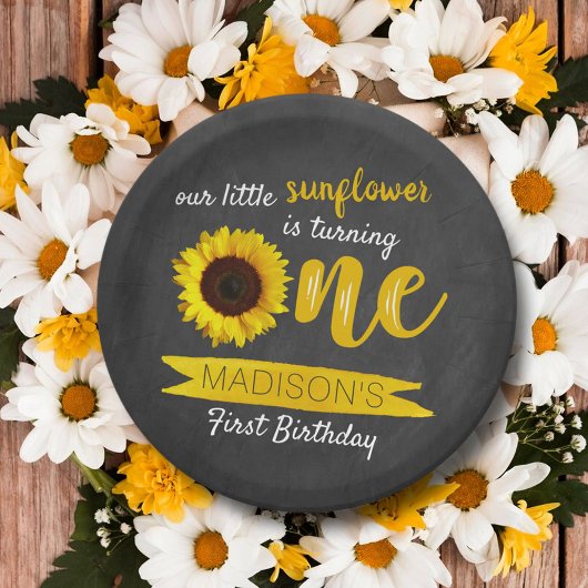 Little Sunflower 1st Birthday Paper Bord