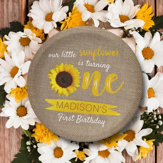 Little Sunflower 1st Birthday Paper Bord