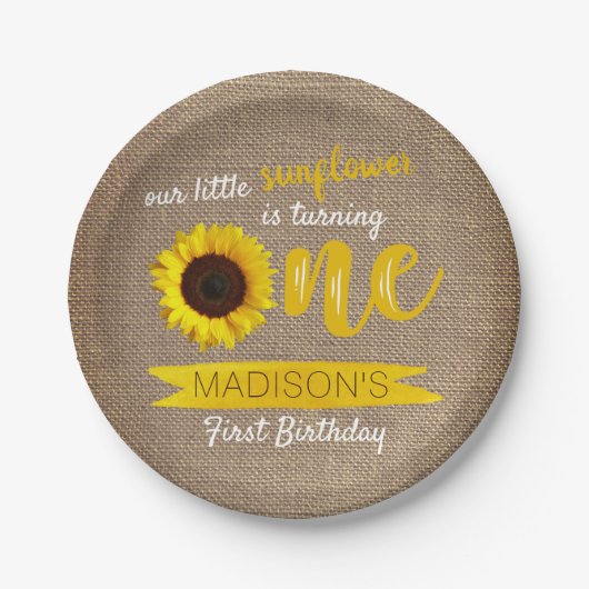 Little Sunflower 1st Birthday Paper Bord (Voorkant)