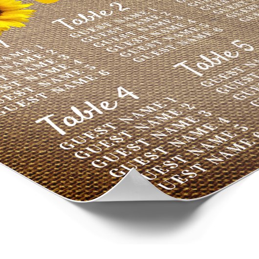 Little Sunflower 1st Birthday Seating Chart Poster (Hoek)