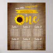 Little Sunflower 1st Birthday Seating Chart Poster (Voorkant)