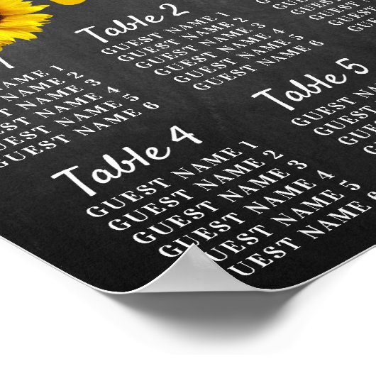 Little Sunflower 1st Birthday Seating Chart Poster (Hoek)